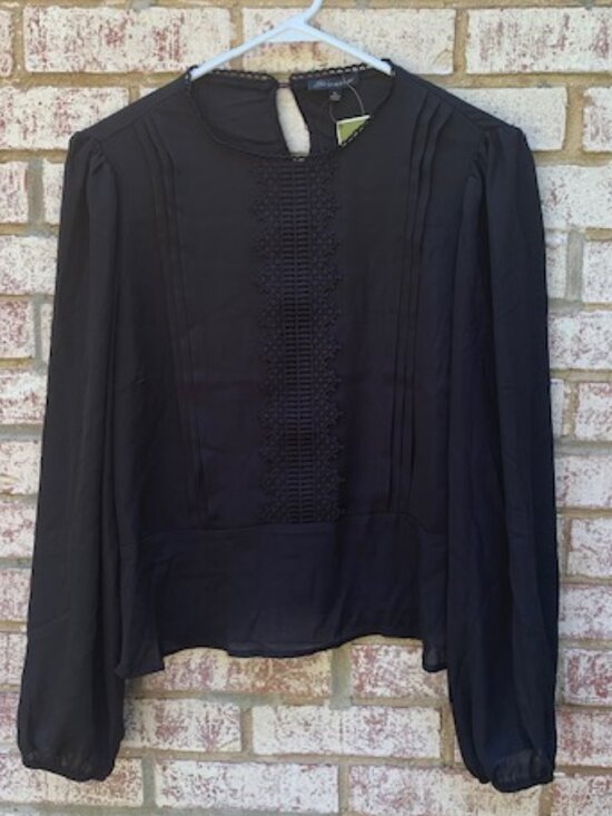 Shinestar Tops - NWT Shinestar Adorable Black Lace Sheer Blouse Top